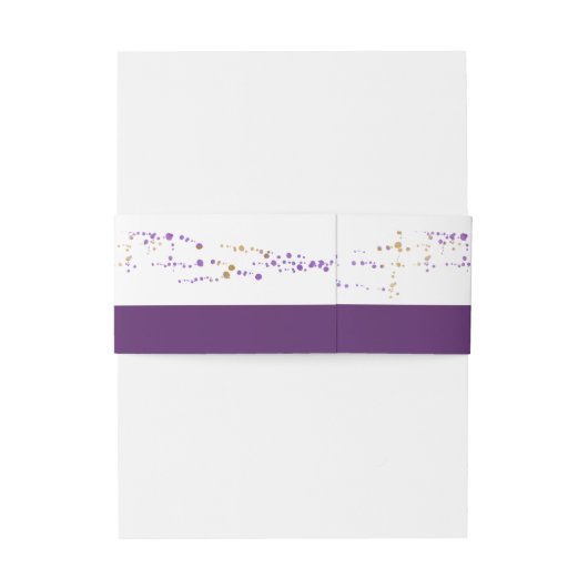 Eenvoudig Paars en gouden Confetti Monogram Wedden Uitnodigingen Wikkel (Achterkant Voorbeeld)