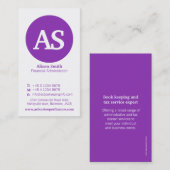 Eenvoudig paars- en witcirkelfinancieel visitekaar visitekaartje (Voorkant / Achterkant)