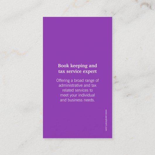 Eenvoudig paars- en witcirkelfinancieel visitekaar visitekaartje (Achterkant)