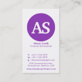 Eenvoudig paars- en witcirkelfinancieel visitekaar visitekaartje (Voorkant)