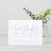 Eenvoudig Paars Foto Script Orchid Save the Date (Staand voorkant)