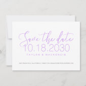 Eenvoudig Paars Foto Script Orchid Save the Date (Voorkant)