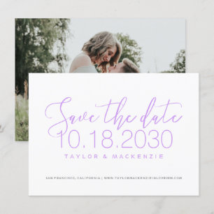 Eenvoudig Paars Foto Script Orchid Save the Date