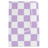 Eenvoudig Paars gecheckt pasta Lila en wit Medium Cadeauzakje (Achterkant)