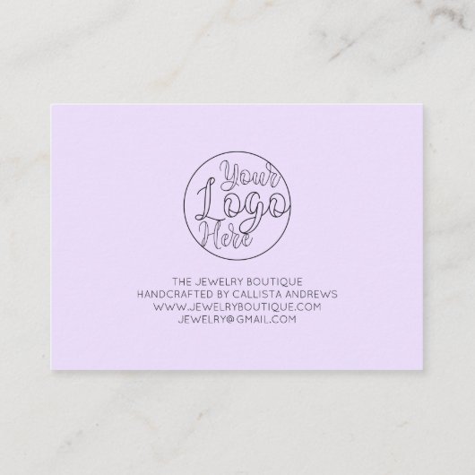 Eenvoudig Paars handgeschreven hart Klant Hartelij Visitekaartje (Achterkant)