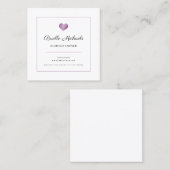 Eenvoudig Paars hart met elegant zwart script Vierkante Visitekaartje (Voorkant / Achterkant)