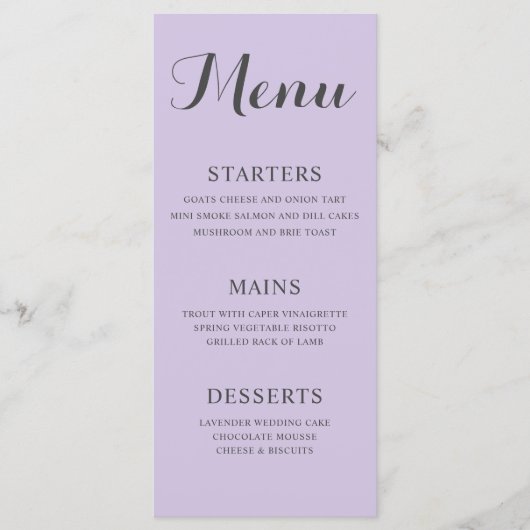 Eenvoudig Paars huwelijk Menu (Voorkant)