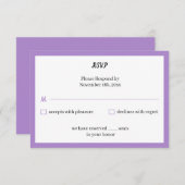 Eenvoudig Paars huwelijk RSVP Kaartje (Voorkant / Achterkant)