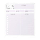 Eenvoudig Paars lavender blanco blad culinair rece Notitieblok (Voorkant)
