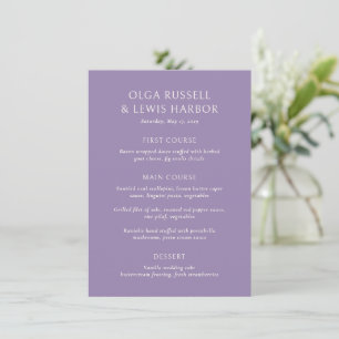 Eenvoudig Paars Modern Huwelijk Menu