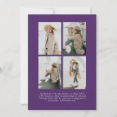 Eenvoudig Paars script 5 Photo Collage Afstuderen Aankondiging (Achterkant)