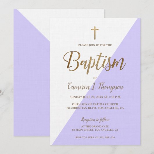 Eenvoudig Paars-wit, modern Kaart (Voorkant / Achterkant)