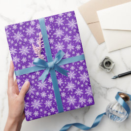 Eenvoudig Paars Wit Winter Sneeuwvlokken Waterverf Cadeaupapier