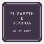 Eenvoudig Paars Zilverhuwelijk Vierkante Sticker (Voorkant)
