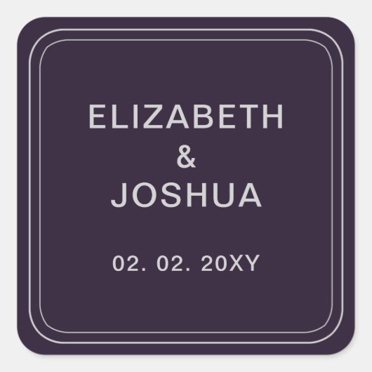 Eenvoudig Paars Zilverhuwelijk Vierkante Sticker (Voorkant)