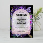 Eenvoudig Paarse bloemenontwerp Folie Uitnodiging (Staand Voorkant)