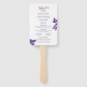 Eenvoudig Paarse Elegant Eucalyptus Trouwprogramma Handwaaier (Achterkant)