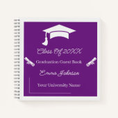 Eenvoudig Paarse en witte Afstuderen  Notitieboek (Voorkant)