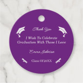 Eenvoudig Paarse en witte Gepersonaliseerd Afstude Bedankjes Labels (Voorkant)