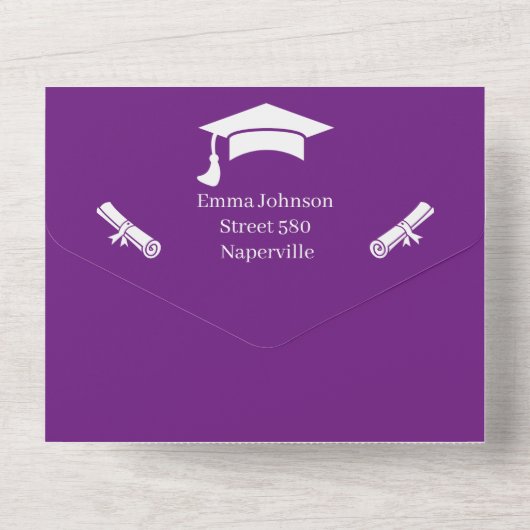 Eenvoudig Paarse en witte gepersonaliseerde save t All In One Uitnodiging (Achterkant)