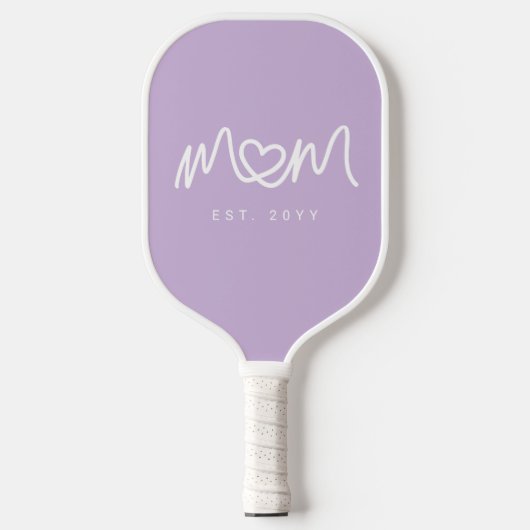 Eenvoudig Paarse Hart Script Mama Opgericht Est Pickleball Paddle (Voorkant)