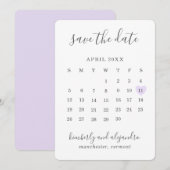 Eenvoudig Paarse hartkalender huwelijk Save The Date (Voorkant / Achterkant)