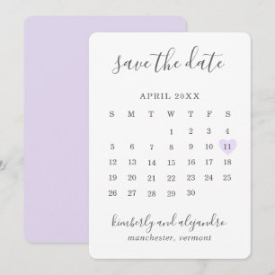 Eenvoudig Paarse hartkalender huwelijk Save The Date