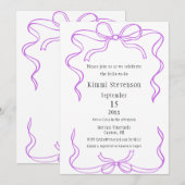 Eenvoudig Paarse lint Lijst Vrijgezellenfeest Kaart (Voorkant / Achterkant)