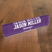 Eenvoudig Paarse met witte letters Naambordje (Zijkant)