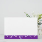 Eenvoudig  Paarse Monogram Briefpapier (Staand voorkant)