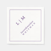 Eenvoudig Paarse Monogram Elegante bruiloft Servet (Voorkant)