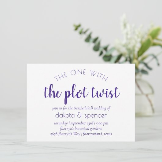 Eenvoudig Paarse script | Een met Wedding Plot Twi Kaart (Staand voorkant)
