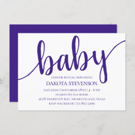 Eenvoudig Paarse script | Royal Grape Baby shower Kaart