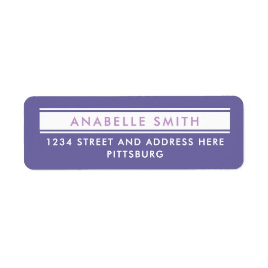 Eenvoudig Paarse witte retouradres Typo Etiket (Voorkant)