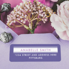 Eenvoudig Paarse witte retouradres Typo Etiket