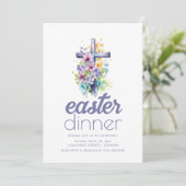 Eenvoudig Paasdiner Nodig Sjabloon met Cross uit Kaart (Staand voorkant)