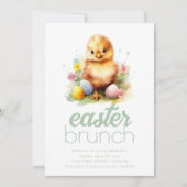 Eenvoudig paasdiner uitnodigen Sjabloon met chick Kaart (Voorkant)