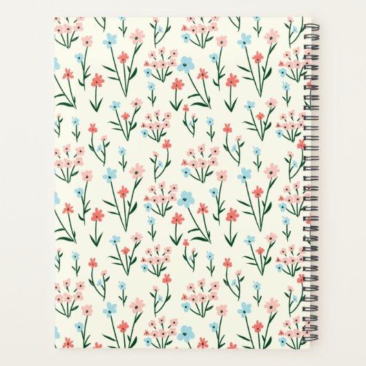 Eenvoudig pakket roze blauwe bloemen planner (Achterkant)