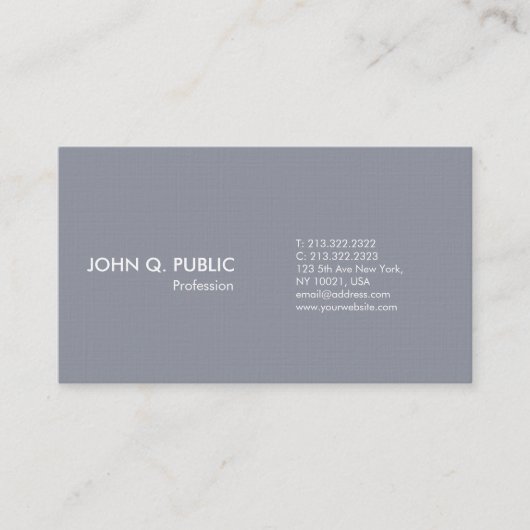 Eenvoudig papier, elegant grijs, modern visitekaartje (Voorkant)