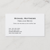 Eenvoudig papier, zwart en wit, aangepast visitekaartje (Achterkant)