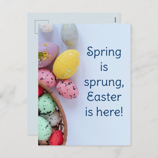 Eenvoudig, Pasen is hier, Vrolijk Pasen voor vrien Feestdagenkaart (Voorkant / Achterkant)