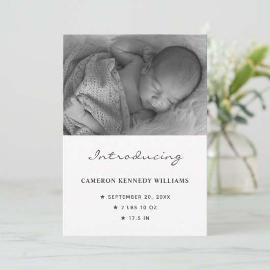Eenvoudig pasgeboren kind Aangepaste foto Hallo Ba Aankondiging (Staand voorkant)