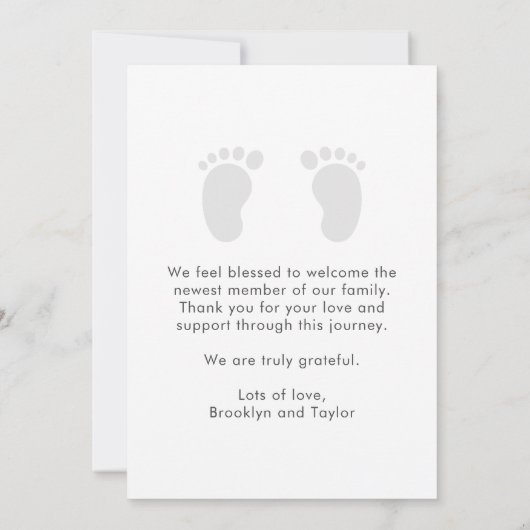 Eenvoudig pasgeboren kind Aangepaste foto Hallo Ba Aankondiging (Achterkant)