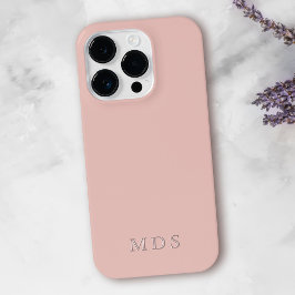 Eenvoudig Pastel Blush Roze Effen Kleur Monogram iPhone 16 Pro Hoesje