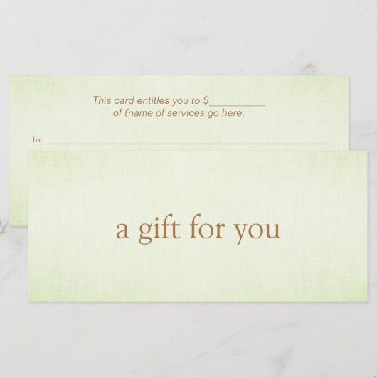 EENVOUDIG pastel met groen cadeaubon (Voorkant / Achterkant)