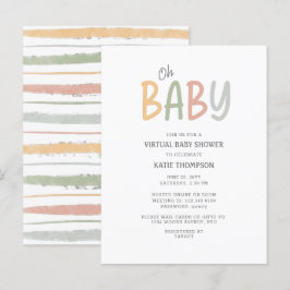Eenvoudig Pastel Oh Baby Virtual Baby shower Aankondigingskaart