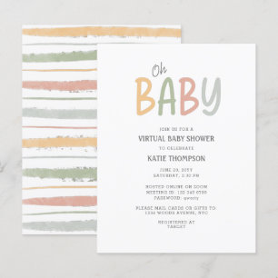Eenvoudig Pastel Oh Baby Virtual Baby shower Aankondigingskaart
