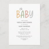 Eenvoudig Pastel Oh Baby Virtual Baby shower Aankondigingskaart (Voorkant)