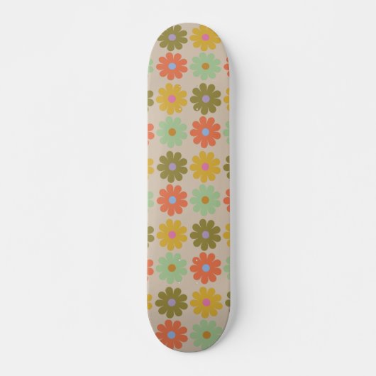 Eenvoudig Pastel Vintage Bloemmotief Persoonlijk Skateboard (Voorkant)