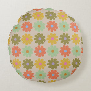 Eenvoudig Pastel Vintage Bloemmotief Rond Kussen